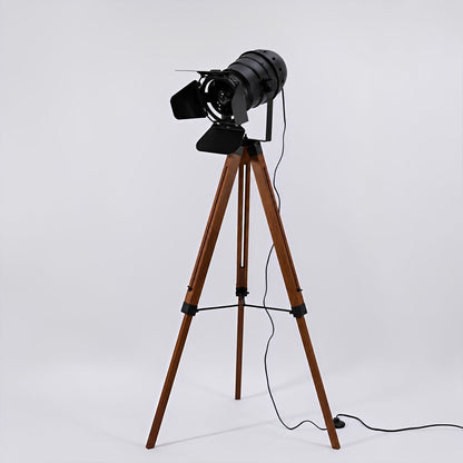 Vintage Industrial Tripod Wood LED Floor Lamp - Flyachilles