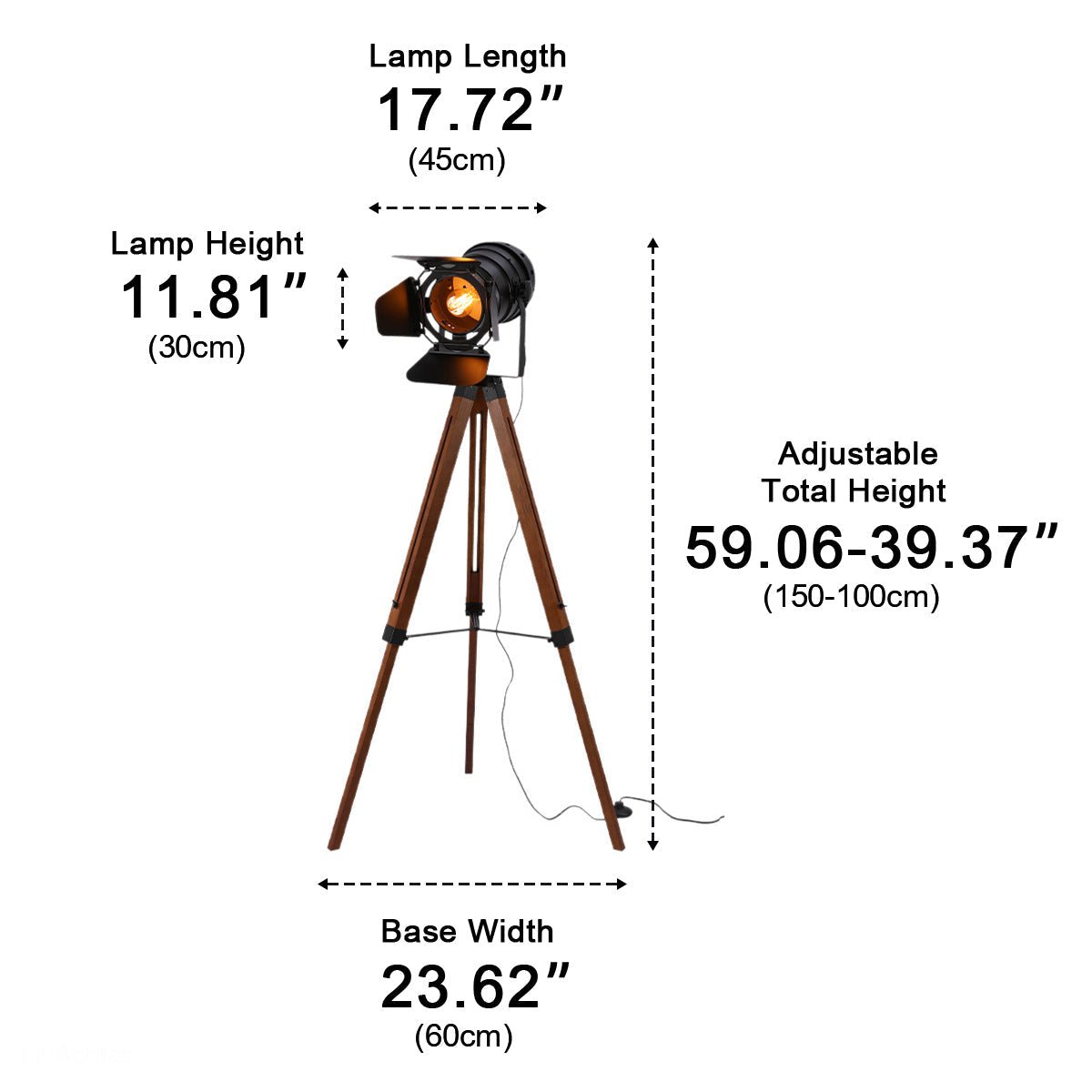 Vintage Industrial Tripod Wood LED Floor Lamp - Flyachilles