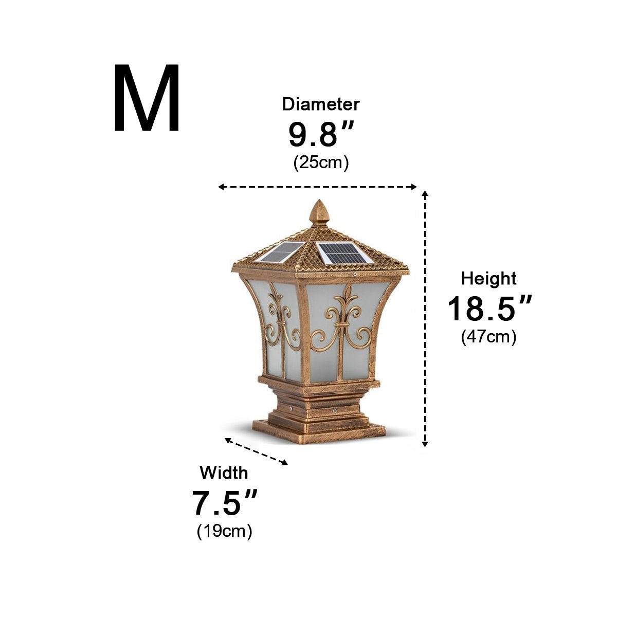 Vintage Pattern Waterproof Automatic Solar Powered Fence Post Lights - Flyachilles