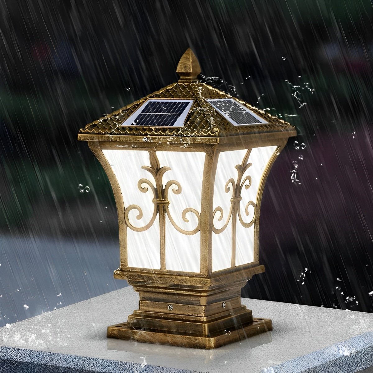 Vintage Pattern Waterproof Automatic Solar Powered Fence Post Lights - Flyachilles