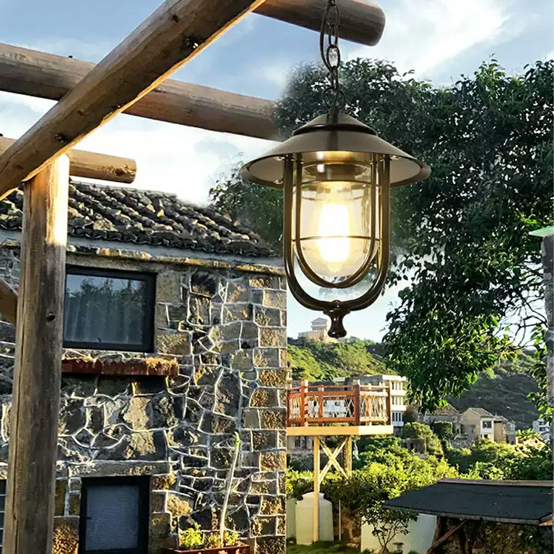 Vintage Rustic Birdcage Waterproof Outdoor LED Lantern Pendant Lights - Flyachilles