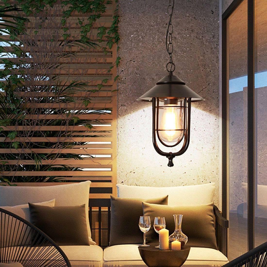 Vintage Rustic Birdcage Waterproof Outdoor LED Lantern Pendant Lights - Flyachilles