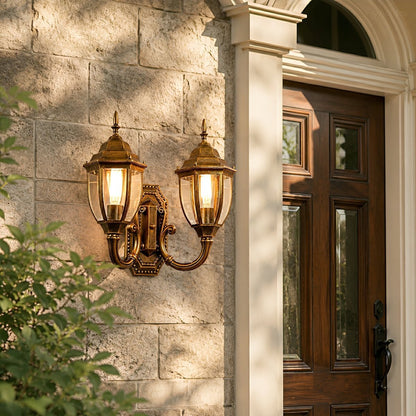 Vintage Rustic Castle Double Head Waterproof Outdoor LED Porch Wall Lights - Flyachilles