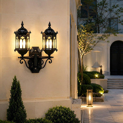 Vintage Rustic Castle Double Head Waterproof Outdoor LED Porch Wall Lights - Flyachilles