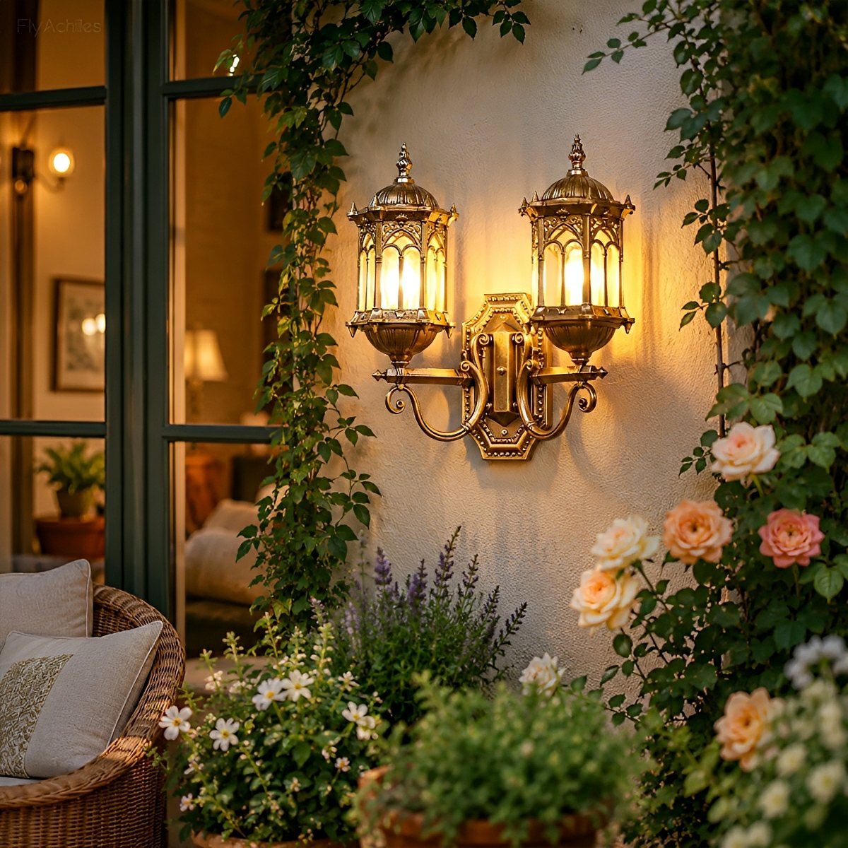Vintage Rustic Castle Double Head Waterproof Outdoor LED Porch Wall Lights - Flyachilles