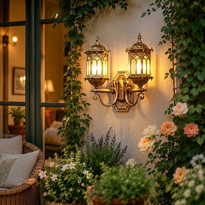 Vintage Rustic Castle Double Head Waterproof Outdoor LED Porch Wall Lights - Flyachilles