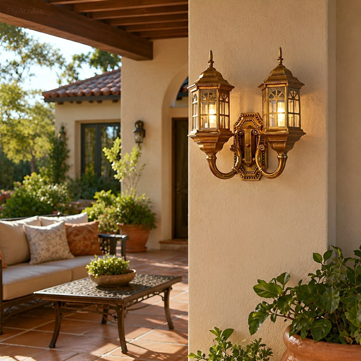 Vintage Rustic Castle Double Head Waterproof Outdoor LED Porch Wall Lights - Flyachilles