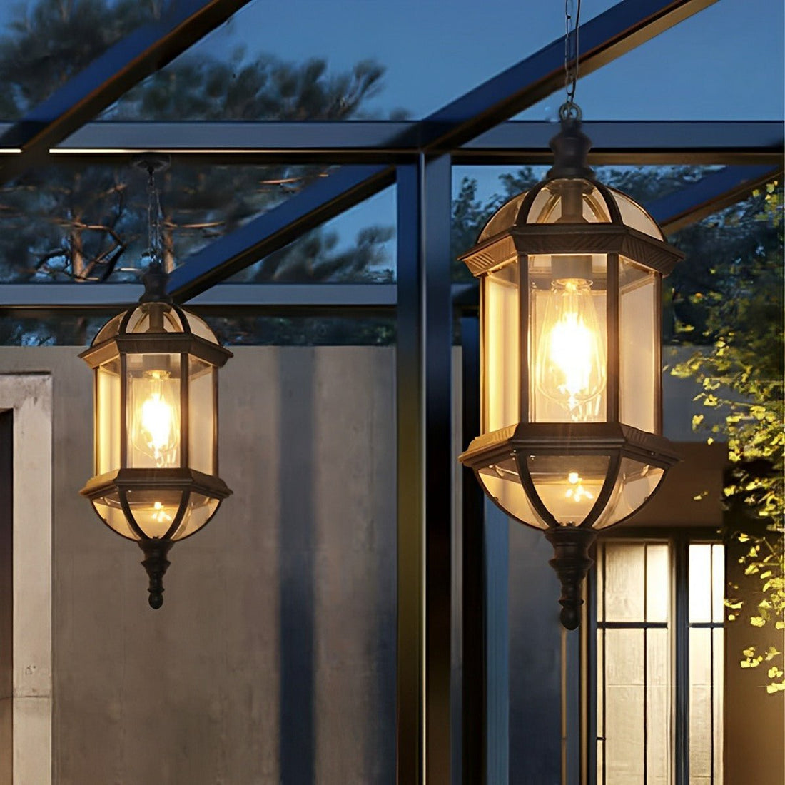 Vintage Rustic Cylinder Waterproof Outdoor LED Lantern Pendant Lights - Flyachilles