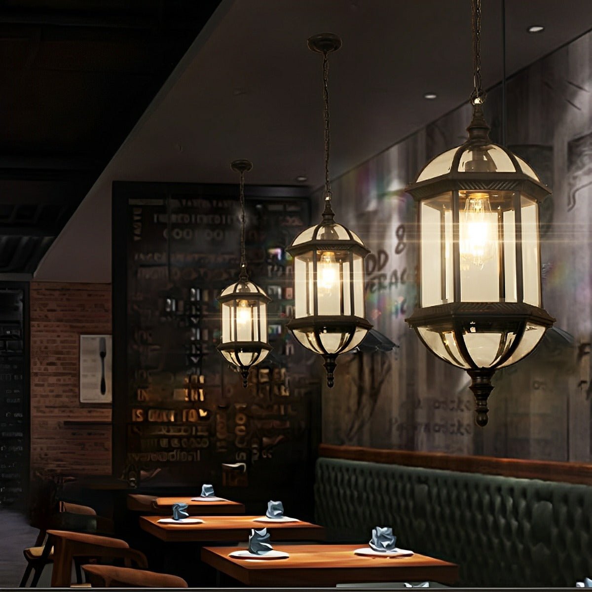 Vintage Rustic Cylinder Waterproof Outdoor LED Lantern Pendant Lights - Flyachilles