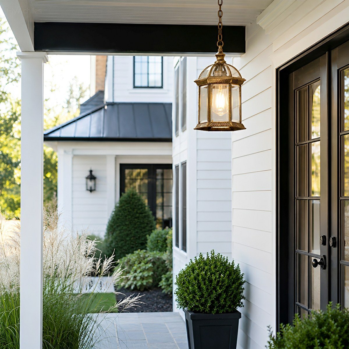 Vintage Rustic Gazebo Waterproof Outdoor LED Lantern Pendant Lights - Flyachilles
