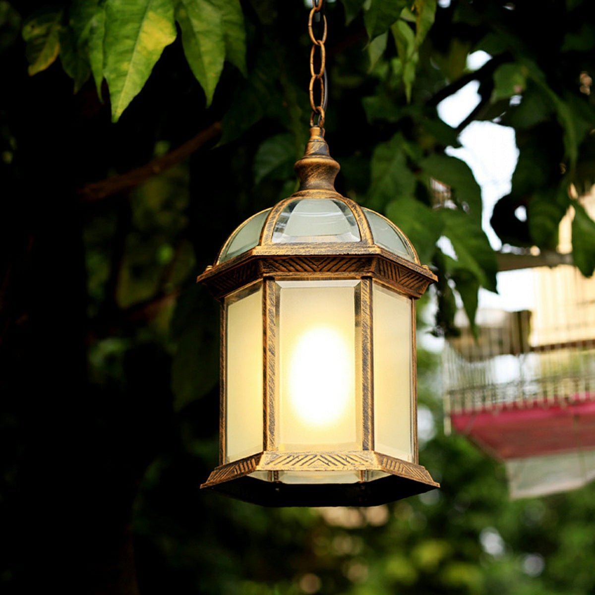 Vintage Rustic Gazebo Waterproof Outdoor LED Lantern Pendant Lights - Flyachilles