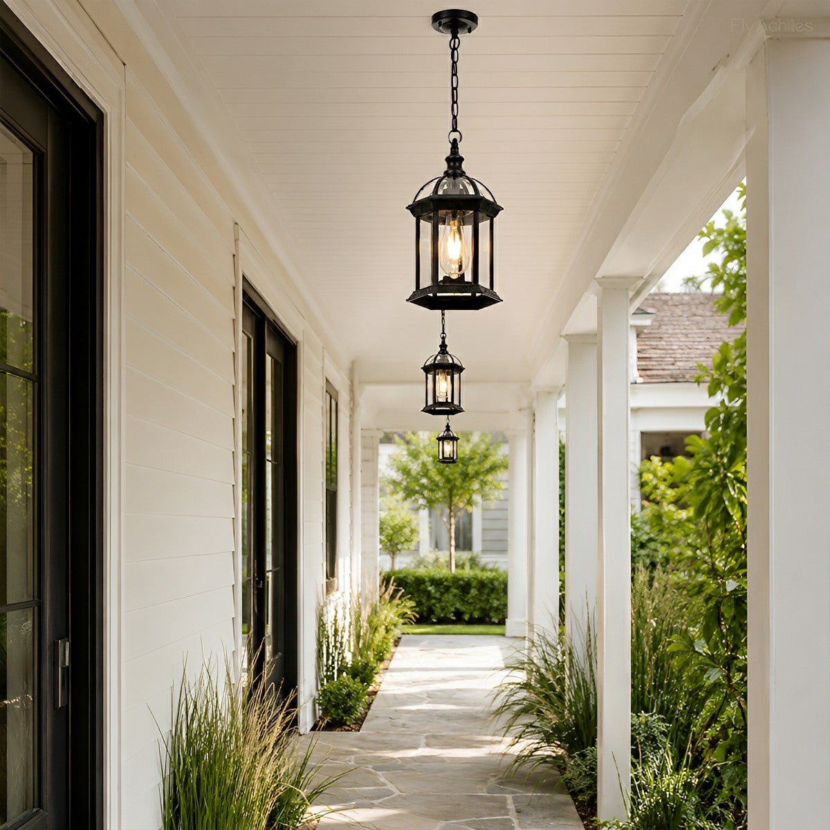 Vintage Rustic Gazebo Waterproof Outdoor LED Lantern Pendant Lights - Flyachilles
