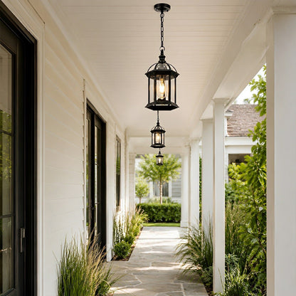 Vintage Rustic Gazebo Waterproof Outdoor LED Lantern Pendant Lights - Flyachilles
