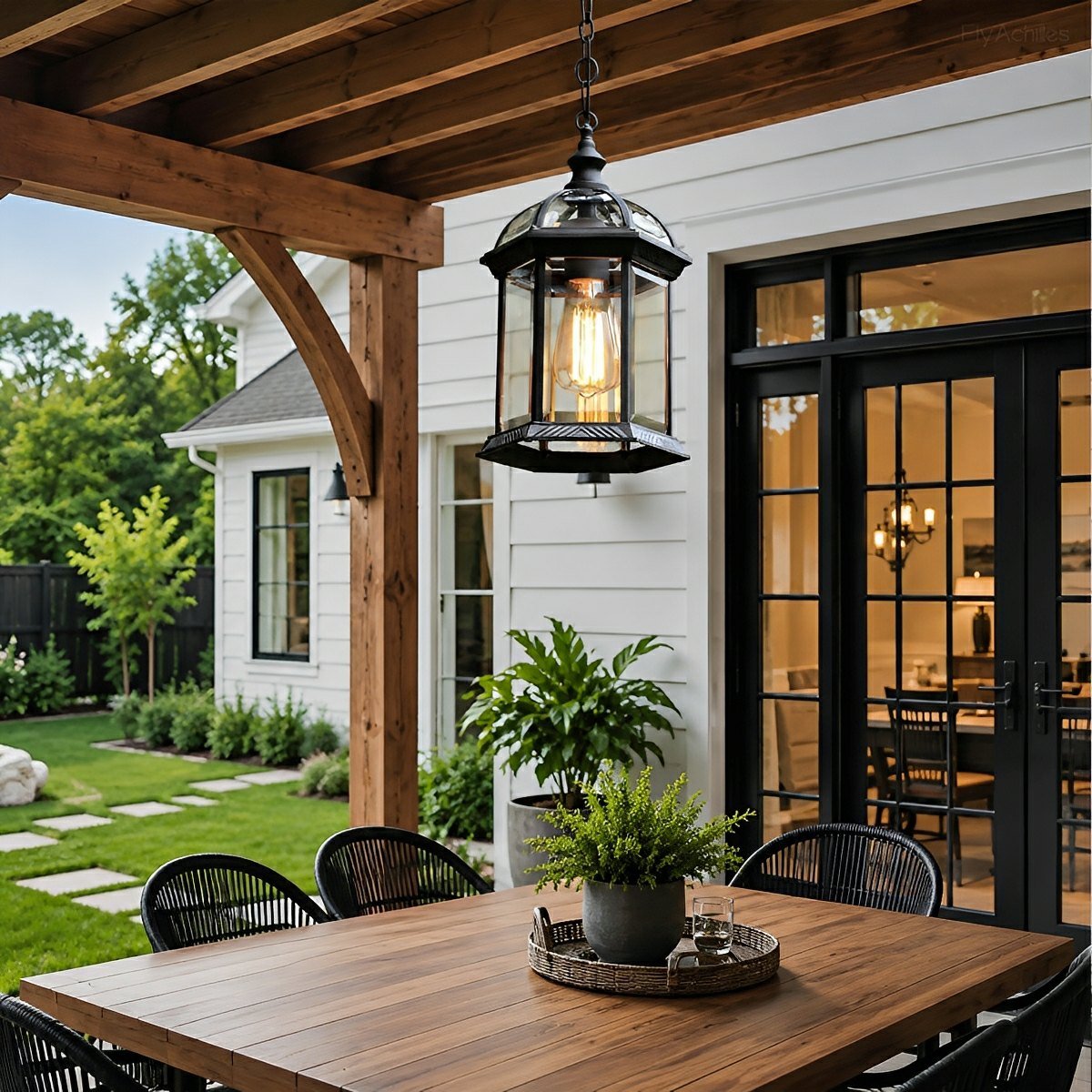 Vintage Rustic Gazebo Waterproof Outdoor LED Lantern Pendant Lights - Flyachilles
