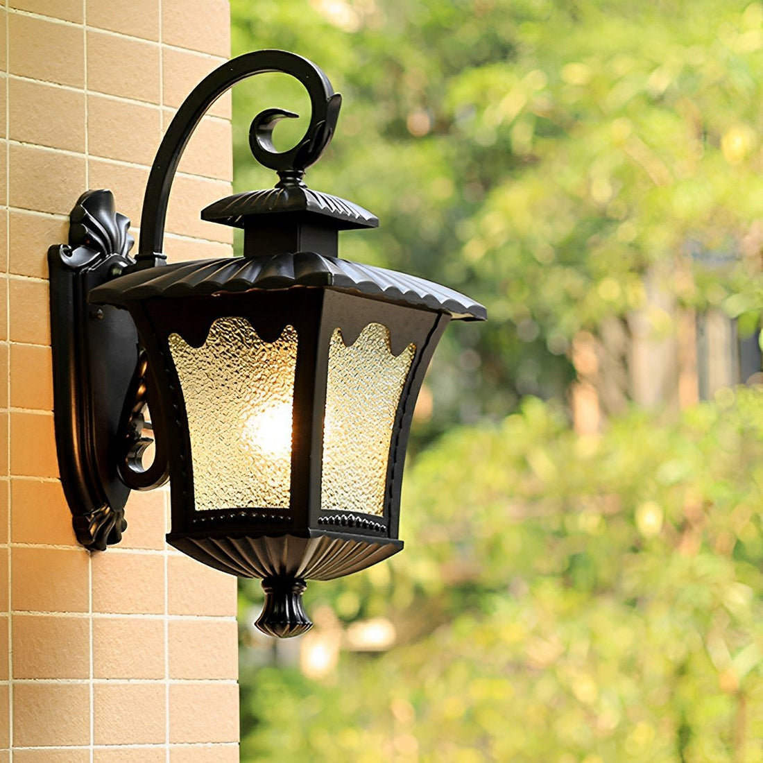 Vintage Rustic Square Water Glass Waterproof Outdoor LED Porch Wall Lights - Flyachilles