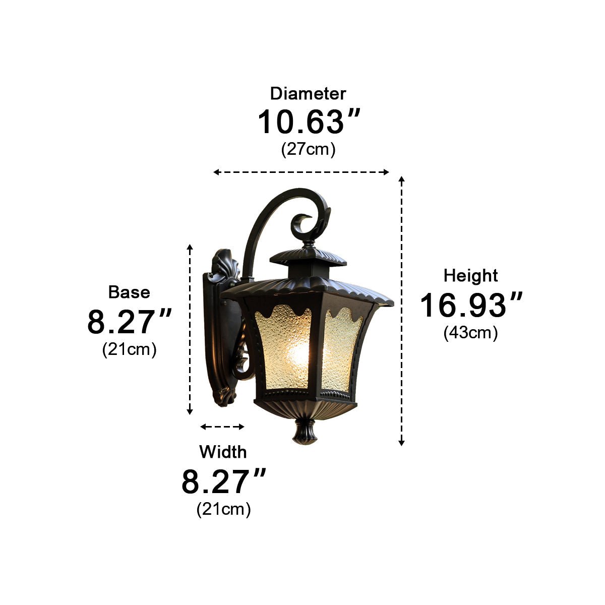Vintage Rustic Square Water Glass Waterproof Outdoor LED Porch Wall Lights - Flyachilles