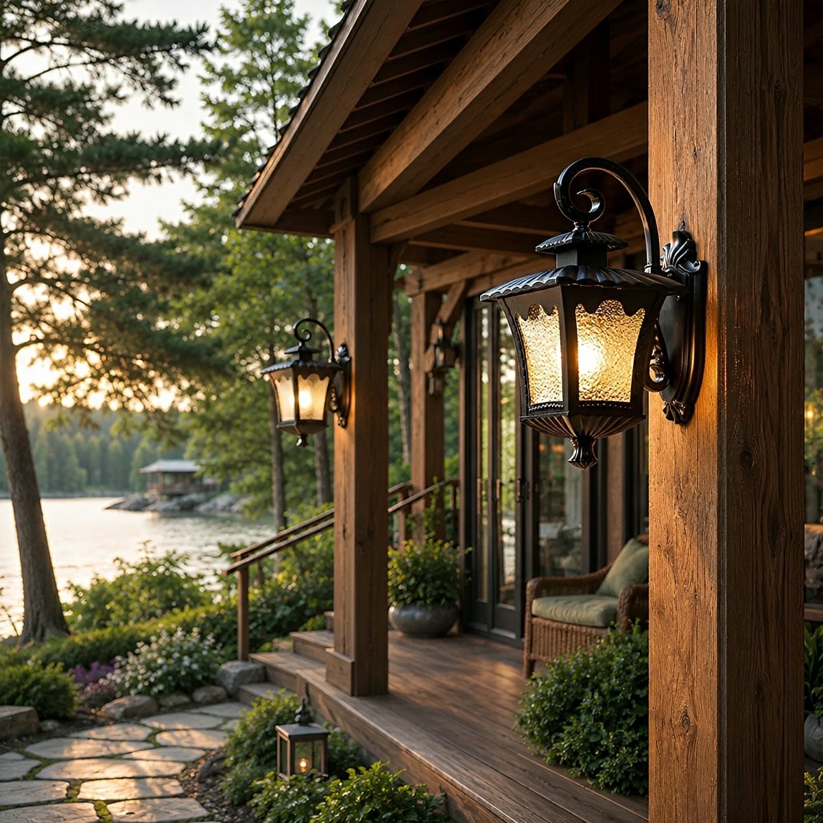 Vintage Rustic Square Water Glass Waterproof Outdoor LED Porch Wall Lights - Flyachilles
