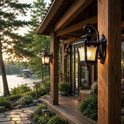 Vintage Rustic Square Water Glass Waterproof Outdoor LED Porch Wall Lights - Flyachilles