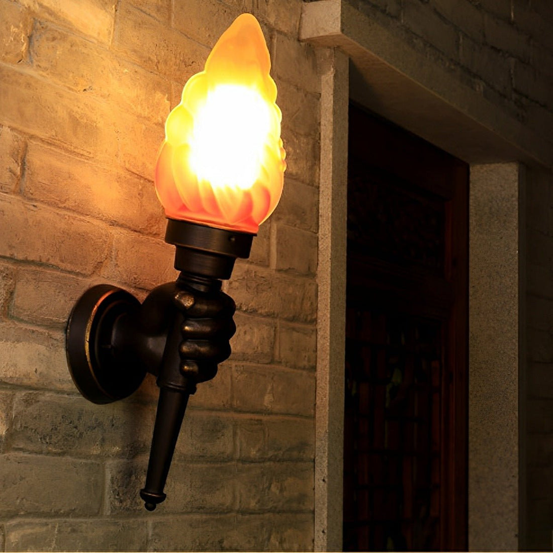 Vintage Torch Bearer LED Porch Light Exterior Wall Lights - Flyachilles