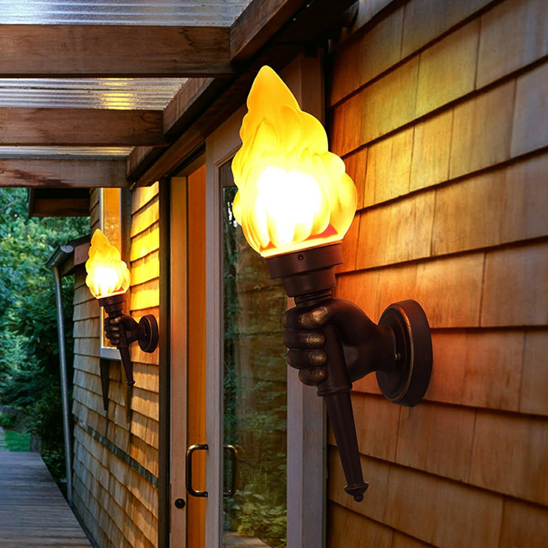 Vintage Torch Bearer LED Porch Light Exterior Wall Lights - Flyachilles