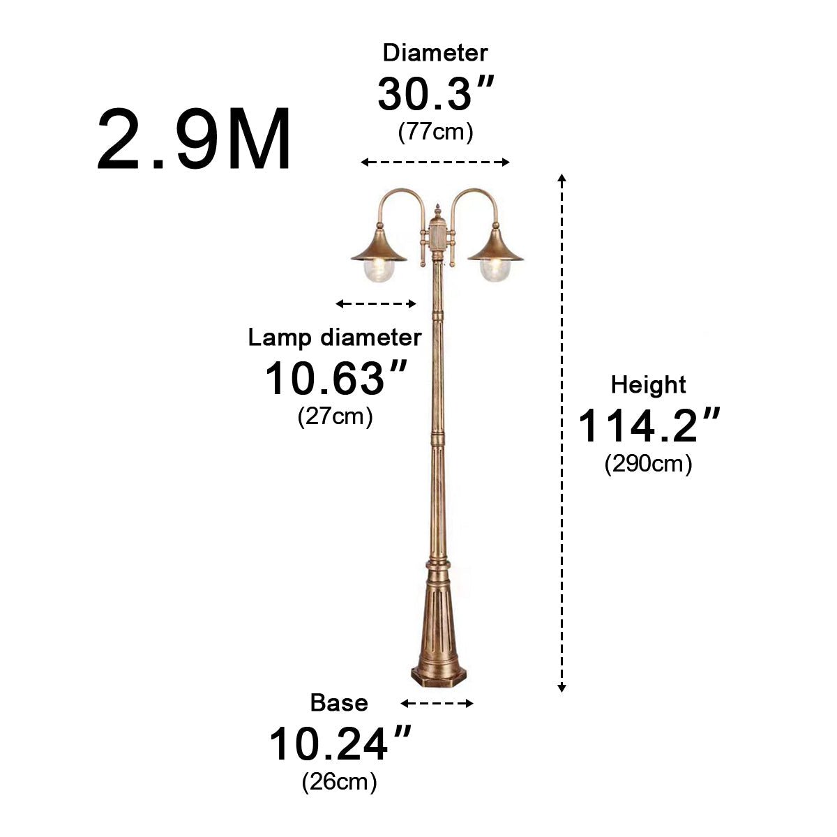 Vintage Waterproof Flared LED Outdoor Pathway Pole Lights - Flyachilles