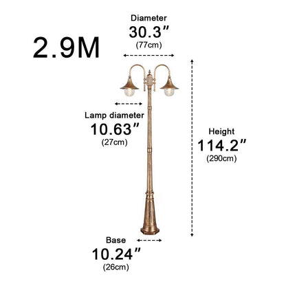 Vintage Waterproof Flared LED Outdoor Pathway Pole Lights - Flyachilles