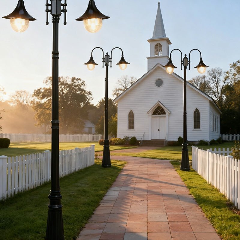 Vintage Waterproof Flared LED Outdoor Pathway Pole Lights - Flyachilles