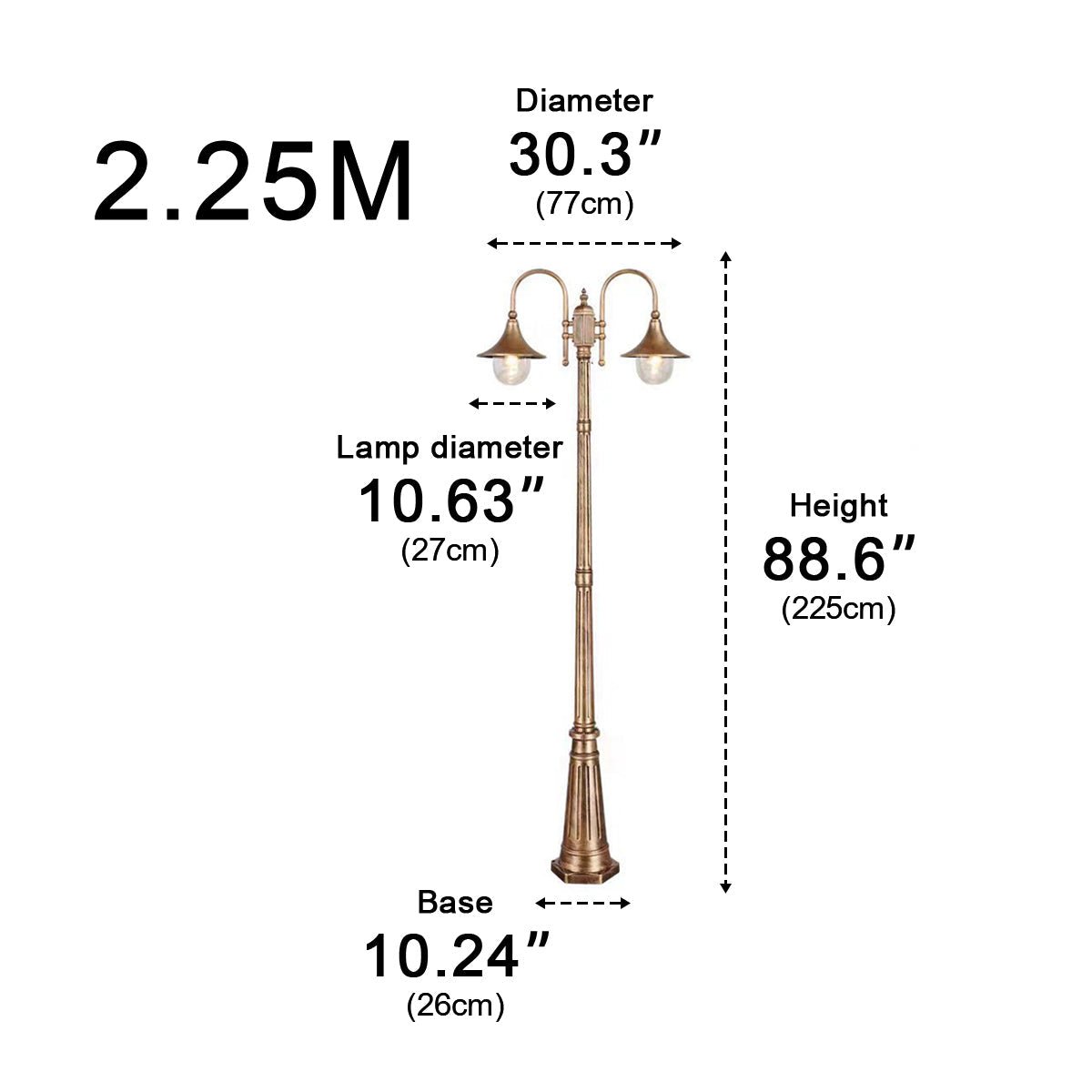 Vintage Waterproof Flared LED Outdoor Pathway Pole Lights - Flyachilles