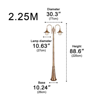 Vintage Waterproof Flared LED Outdoor Pathway Pole Lights - Flyachilles