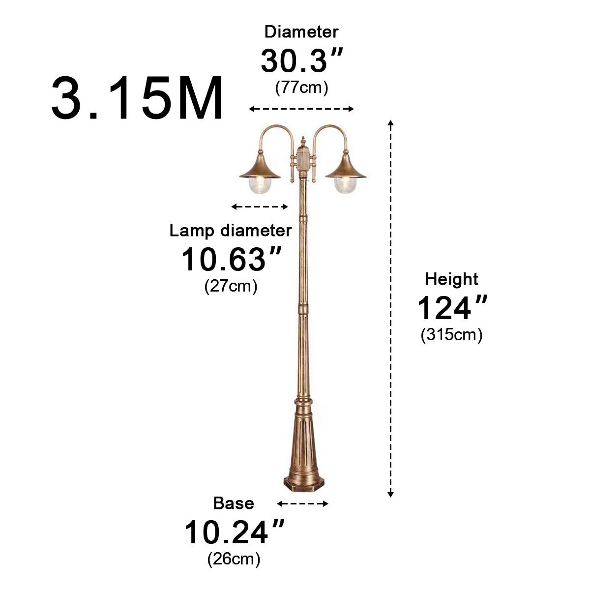 Vintage Waterproof Flared LED Outdoor Pathway Pole Lights - Flyachilles