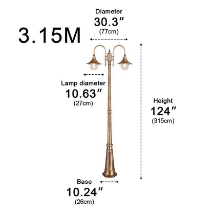 Vintage Waterproof Flared LED Outdoor Pathway Pole Lights - Flyachilles