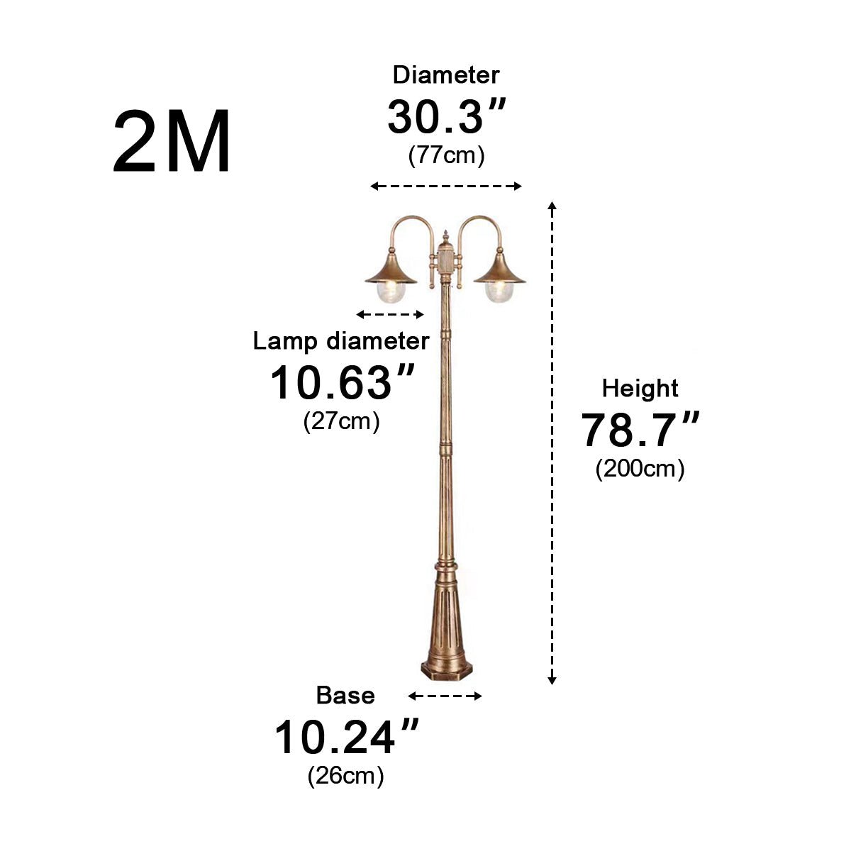 Vintage Waterproof Flared LED Outdoor Pathway Pole Lights - Flyachilles