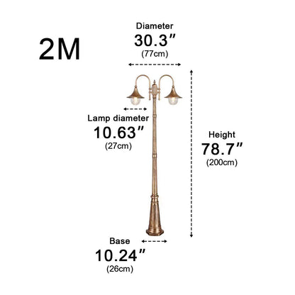 Vintage Waterproof Flared LED Outdoor Pathway Pole Lights - Flyachilles