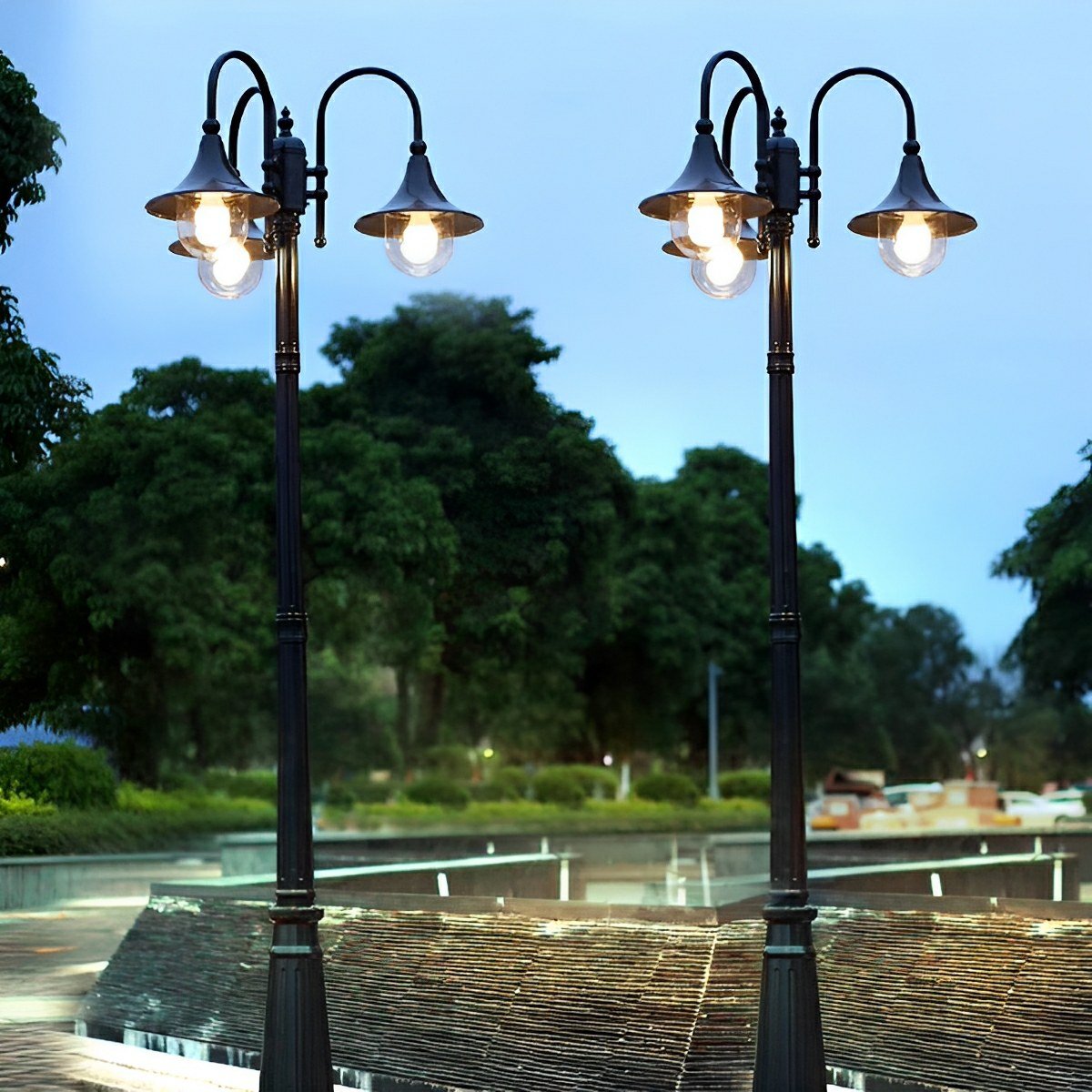 Vintage Waterproof Flared LED Outdoor Pathway Pole Lights - Flyachilles