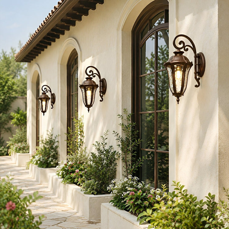 Vintage Waterproof Hexagonal Dome Outdoor LED Porch Light Exterior Wall Lights - Flyachilles