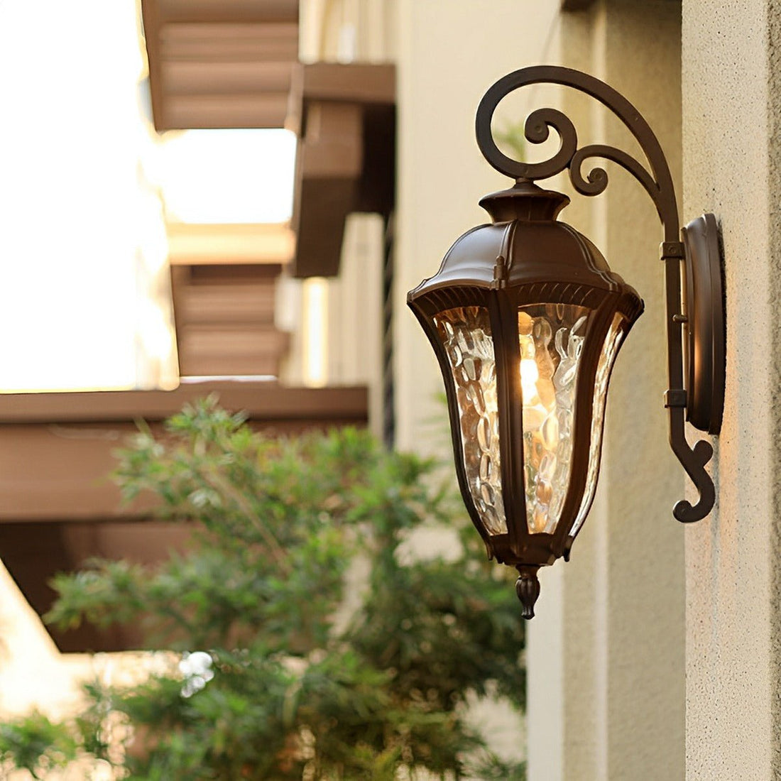 Vintage Waterproof Hexagonal Dome Outdoor LED Porch Light Exterior Wall Lights - Flyachilles