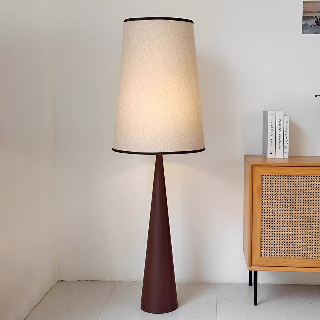 Vintage Wood Tapered LED Floor Lamp - Flyachilles