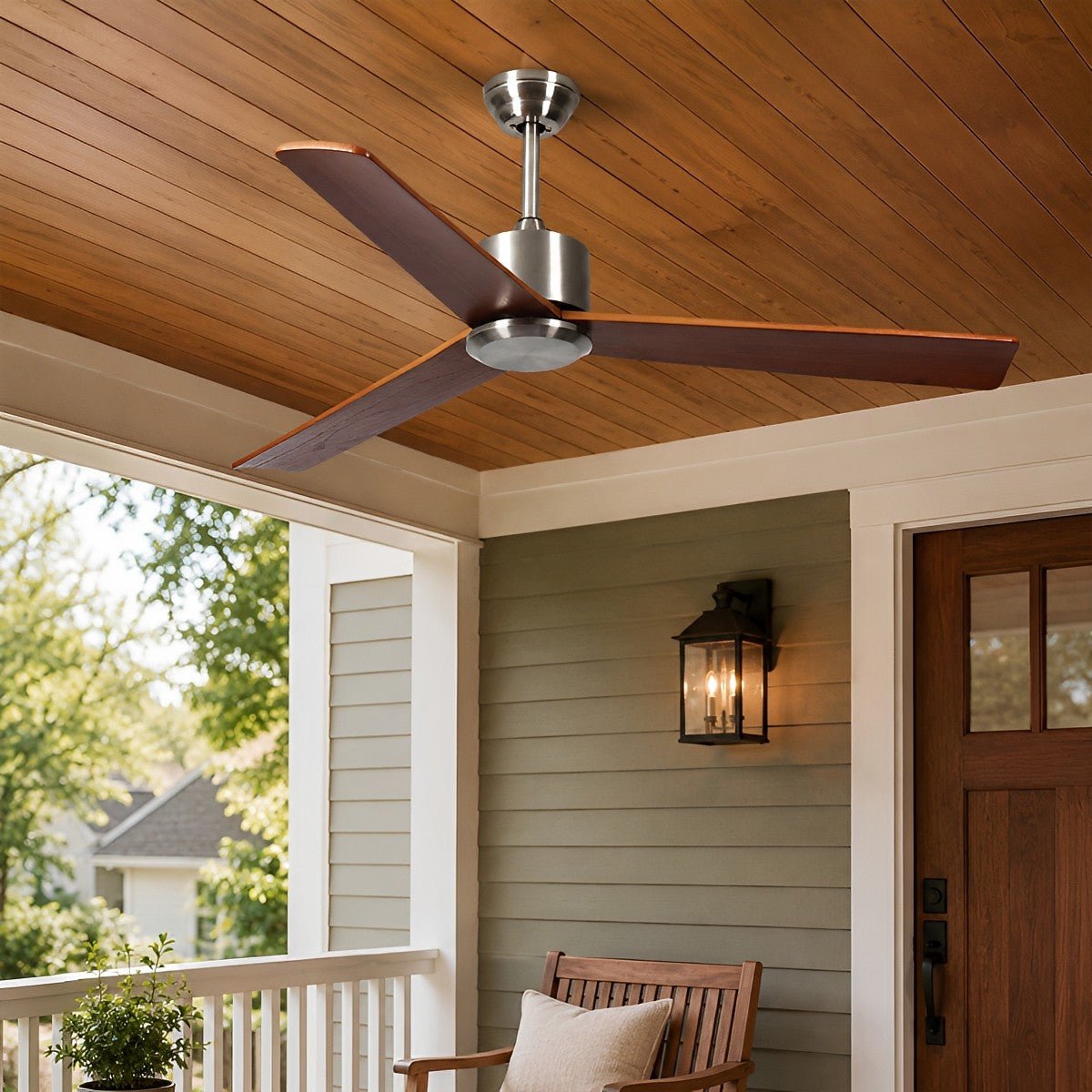 Waterproof 3-Blade Streamlined Wood Outdoor Ceiling Fan - Flyachilles