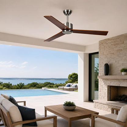Waterproof 3-Blade Streamlined Wood Outdoor Ceiling Fan - Flyachilles