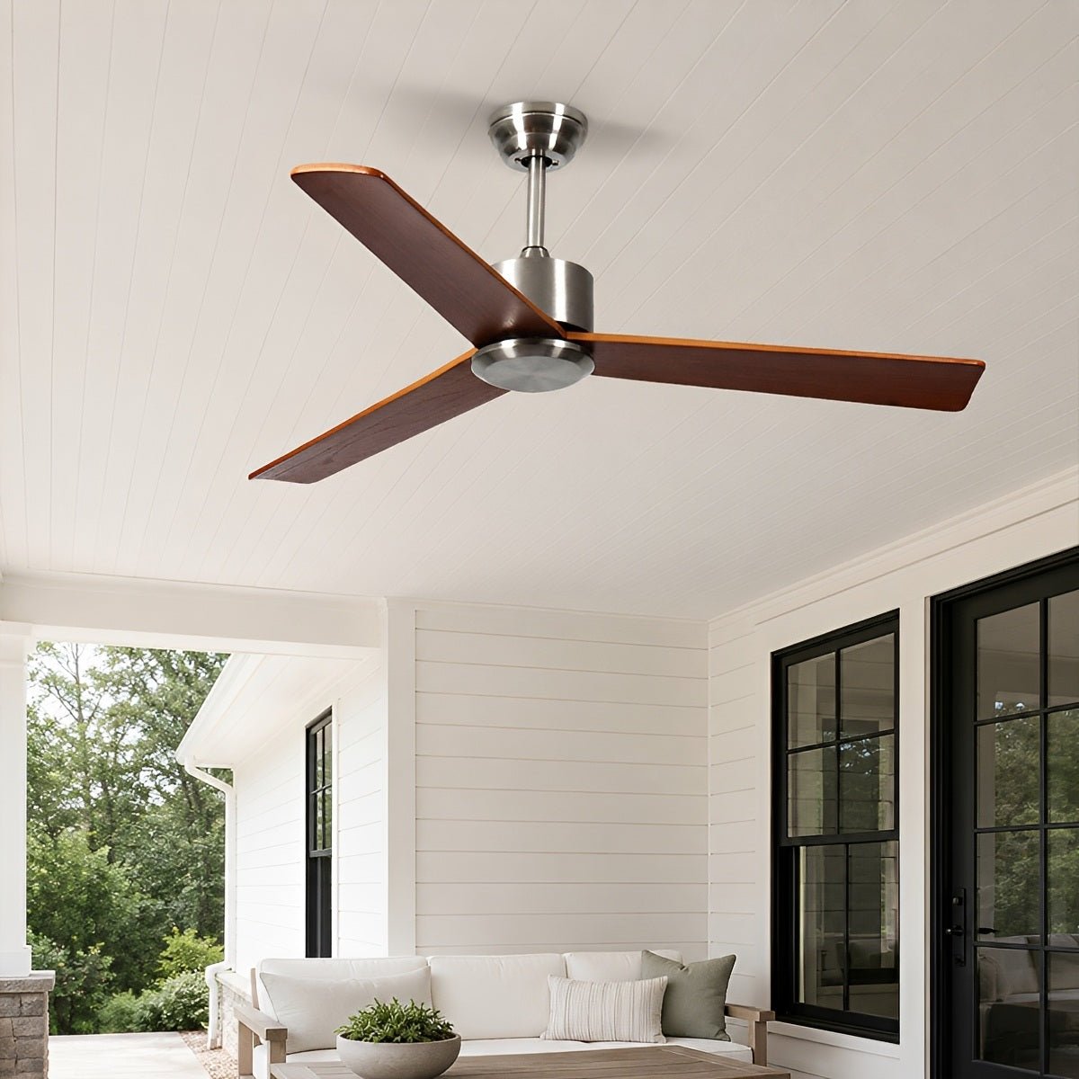 Waterproof 3-Blade Streamlined Wood Outdoor Ceiling Fan - Flyachilles