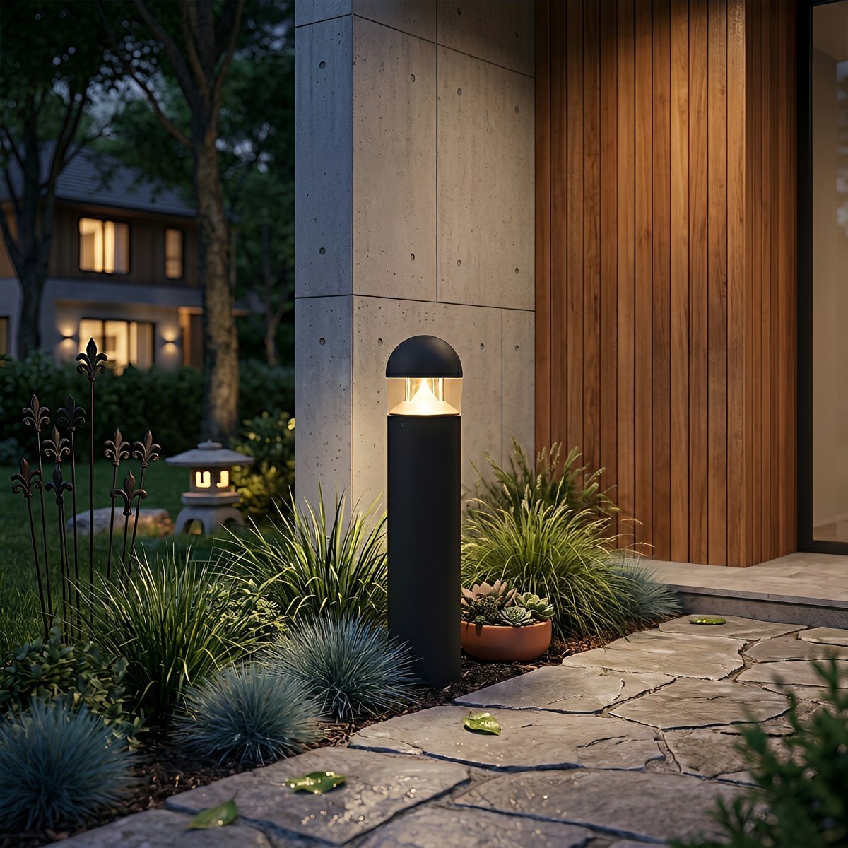 Waterproof Aluminum Metal Post Bollard Light Pillar Lantern Pathway - Flyachilles