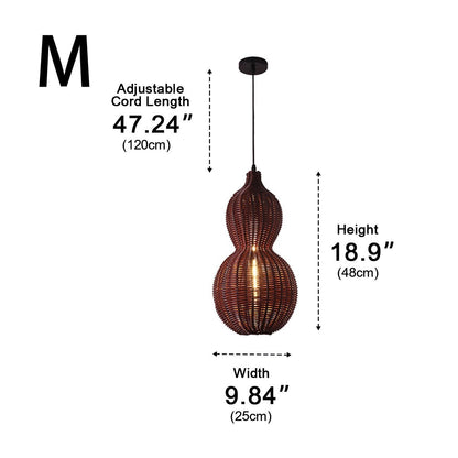 Waterproof Coastal Gourd Handwoven Rattan Outdoor Pendant Lights - Flyachilles