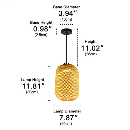 Waterproof Coastal Rounded Cylinder Rattan LED Outdoor Pendant Light - Flyachilles