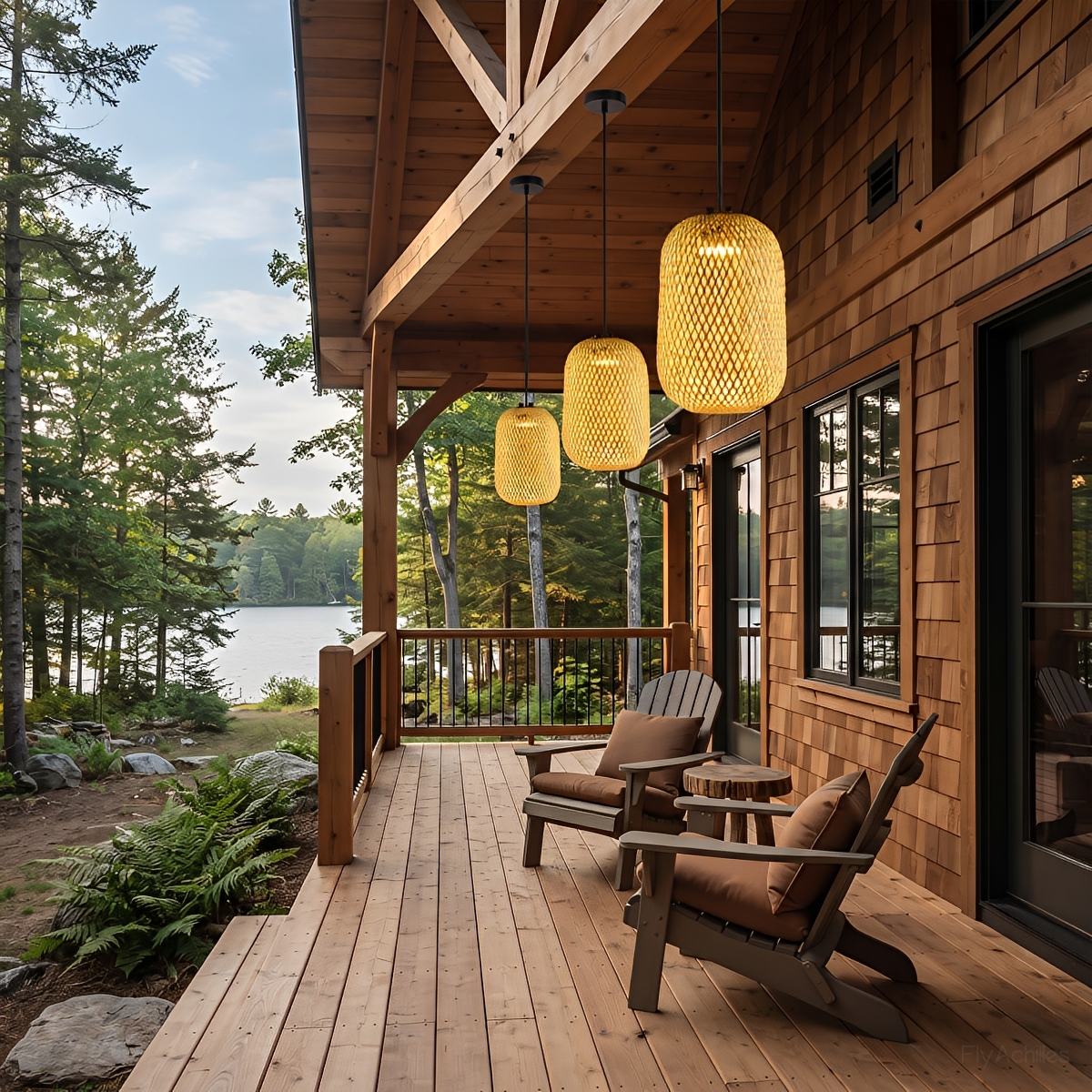 Waterproof Coastal Rounded Cylinder Rattan LED Outdoor Pendant Light - Flyachilles