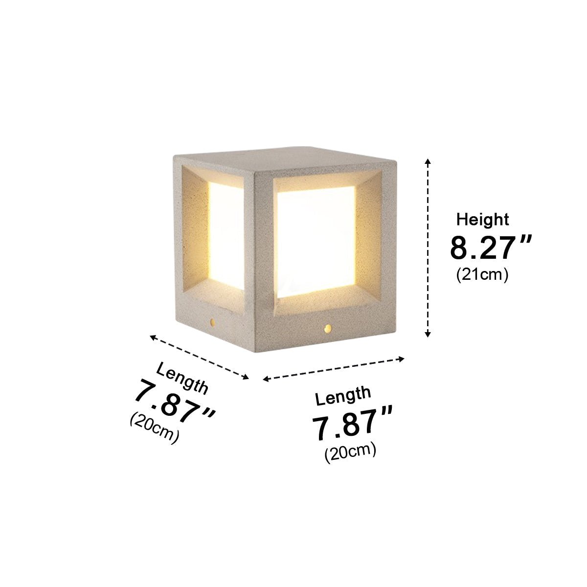 Waterproof Cubed Cement LED Outdoor Post Lights - Flyachilles