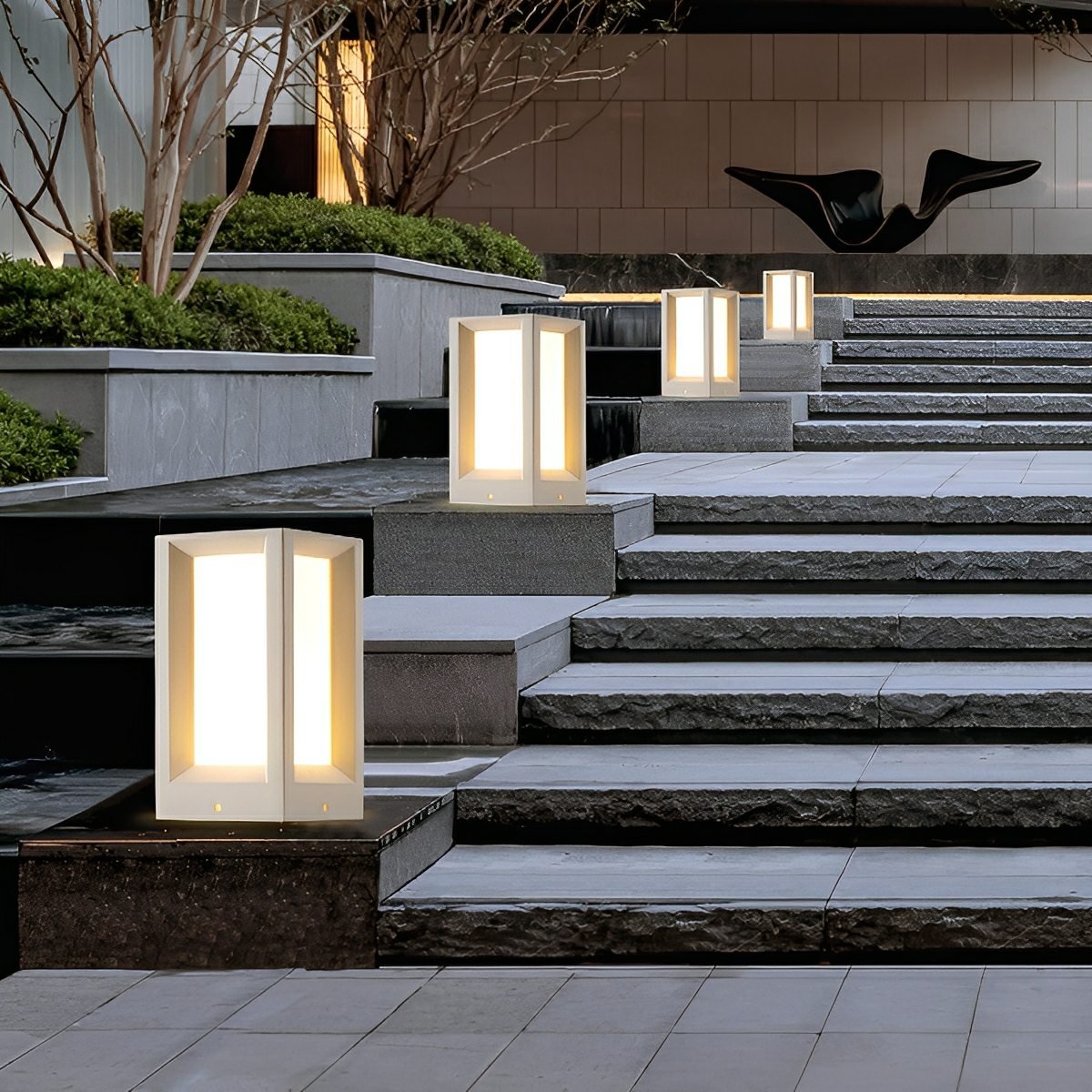 Waterproof Cubed Cement LED Outdoor Post Lights - Flyachilles