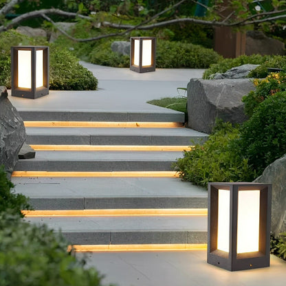 Waterproof Cubed Cement LED Outdoor Post Lights - Flyachilles