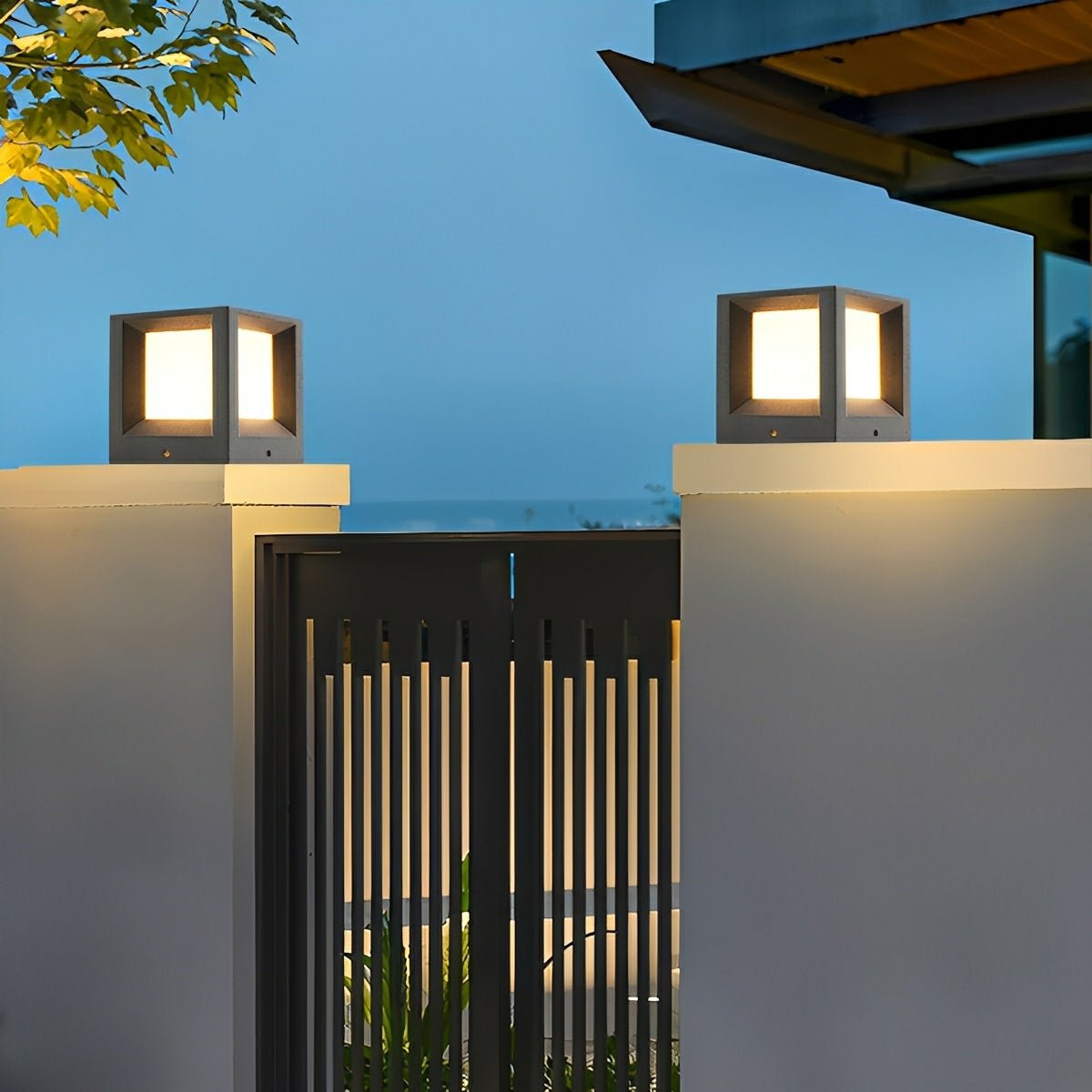 Waterproof Cubed Cement LED Outdoor Post Lights - Flyachilles