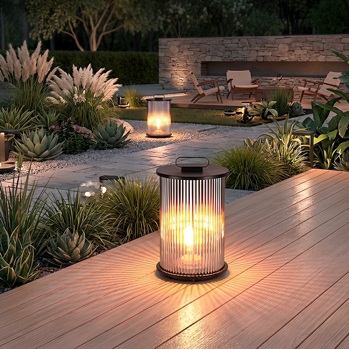 Waterproof Cylinder Outdoor Lantern Post Light Pathway Lighting - Flyachilles