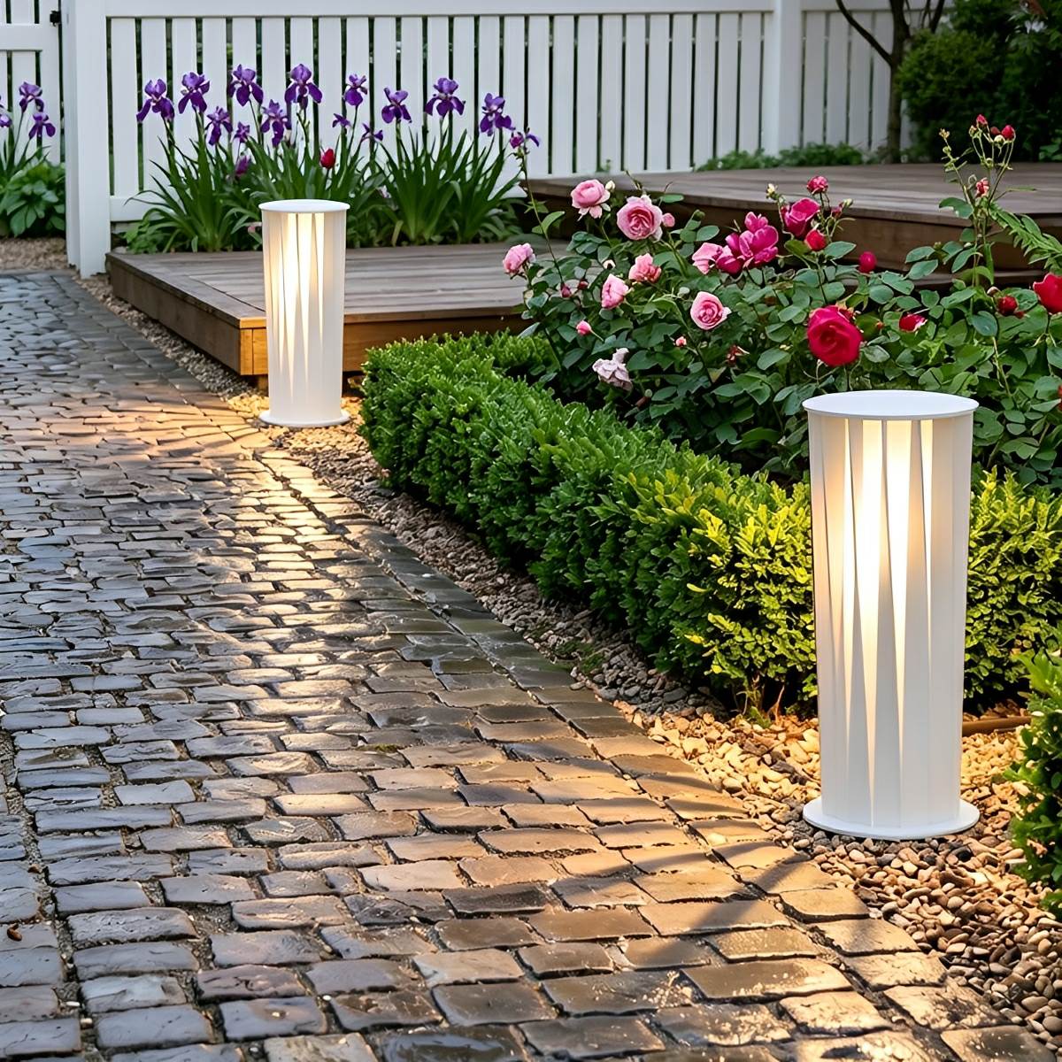 Waterproof Cylindrical Twisted Outdoor Post Light Pathway Lighting - Flyachilles